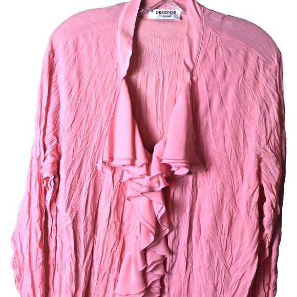 Dress-U-II Lovely Woman's Mellon Color Ruffle Blouse Pheasant Sleeves Size 2X - Picture 3 of 8